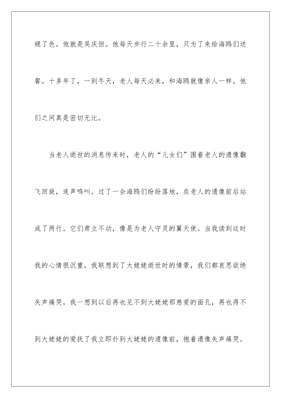 2024《老人与海鸥》读后感_第2页