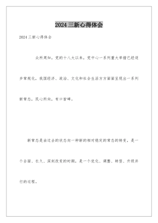 2024三新心得体会