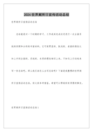 2024世界厕所日宣传活动总结