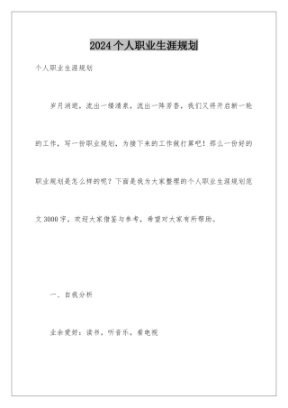 2024个人职业生涯规划
