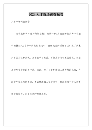 2024人才市场调查报告