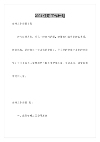 2024任期工作计划
