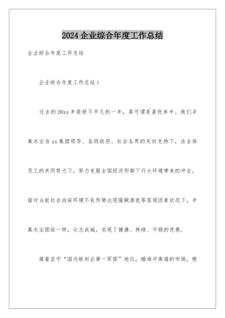 2024企业综合年度工作总结