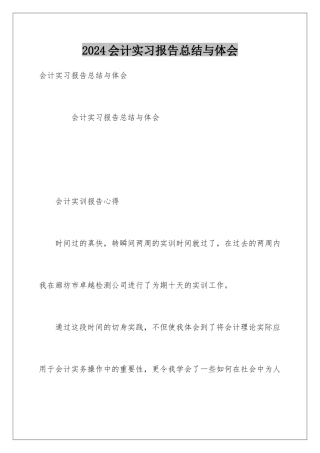 2024会计实习报告总结与体会