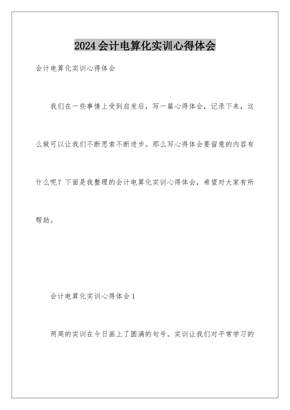 2024会计电算化实训心得体会_第1页