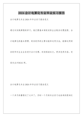 2024会计电算化专业毕业实习报告