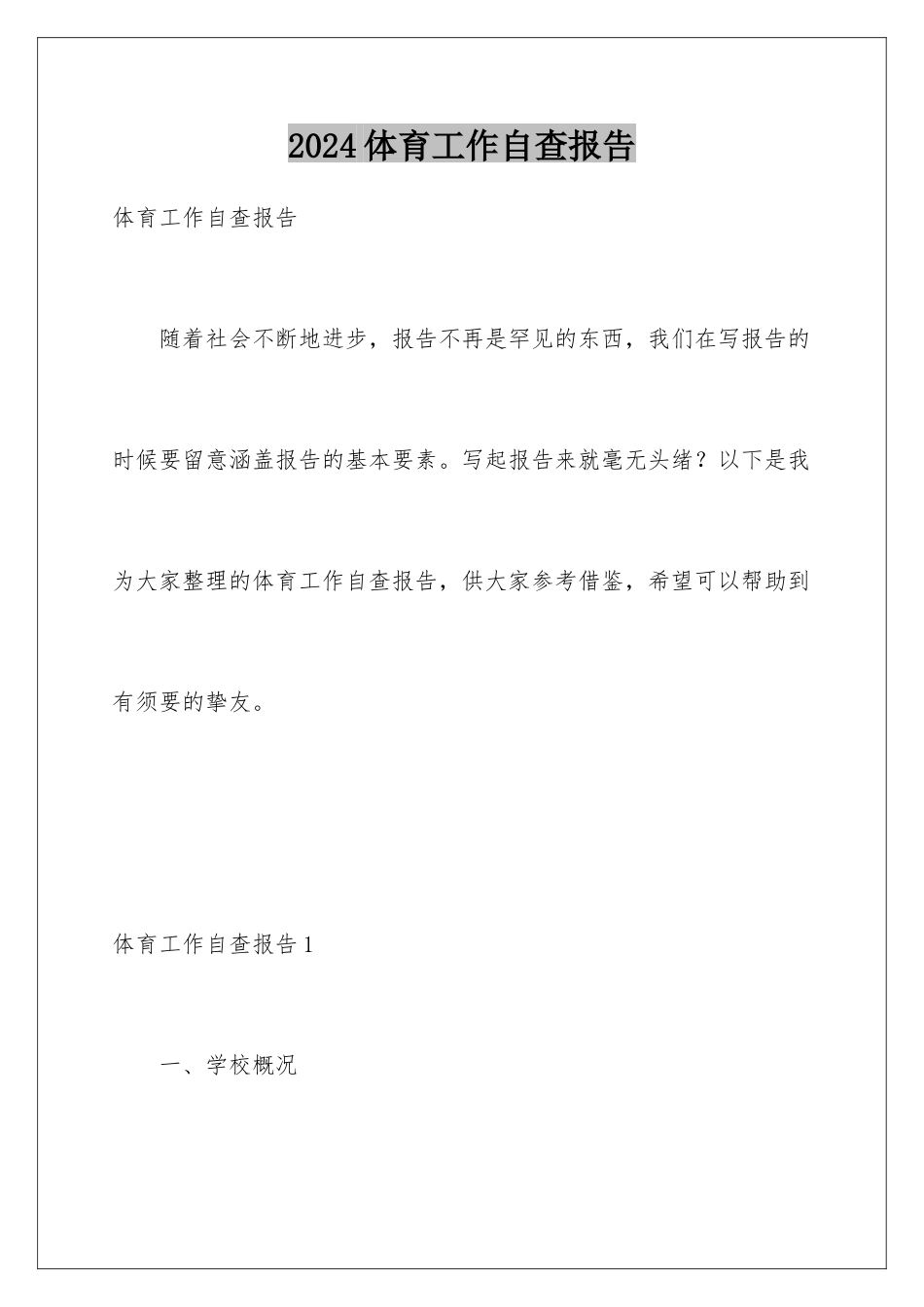 2024体育工作自查报告_第1页
