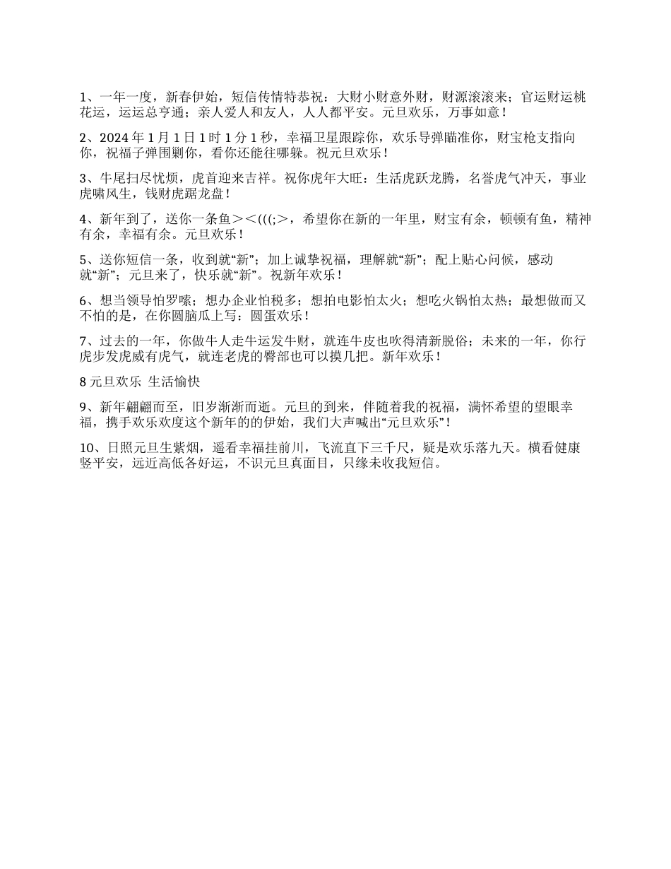 2024元旦短信热榜_第1页