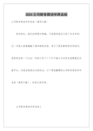 2024公司财务简洁年终总结