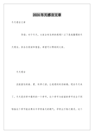 2024冬天感言文章