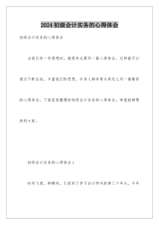 2024初级会计实务的心得体会