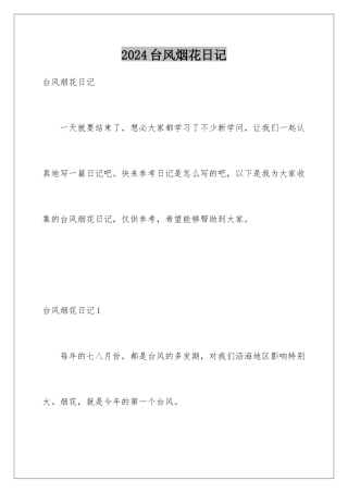 2024台风烟花日记