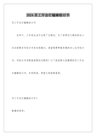 2024员工开会打瞌睡检讨书
