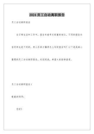 2024员工自动离职报告