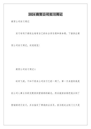 2024商贸公司实习周记