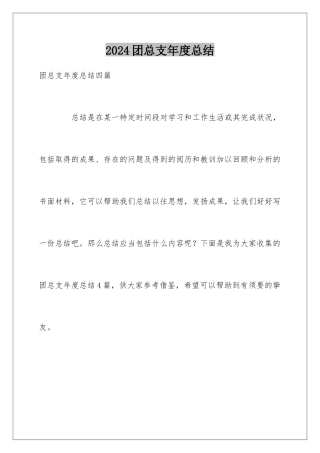 2024团总支年度总结