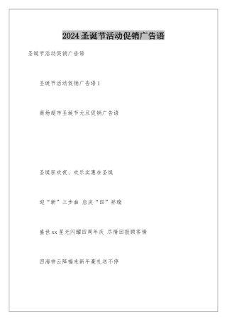 2024圣诞节活动促销广告语
