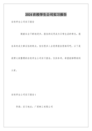 2024在校学生公司实习报告