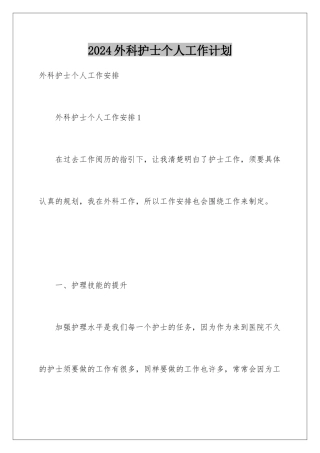 2024外科护士个人工作计划