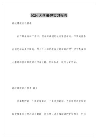 2024大学暑假实习报告