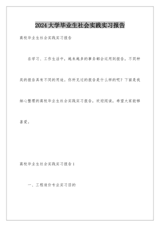 2024大学毕业生社会实践实习报告
