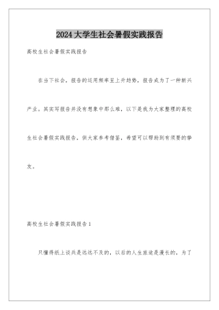2024大学生社会暑假实践报告