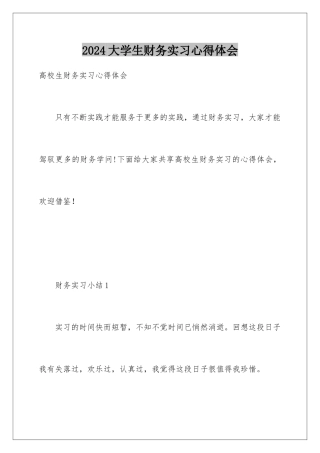 2024大学生财务实习心得体会