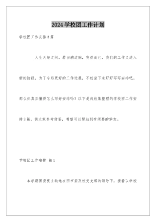 2024学校团工作计划