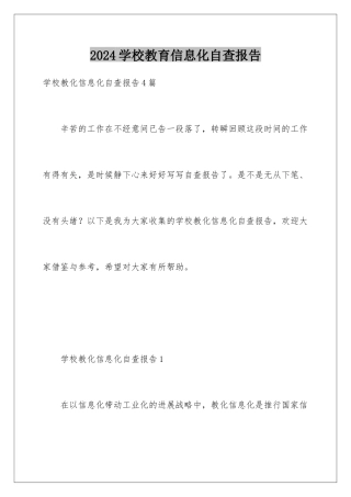2024学校教育信息化自查报告