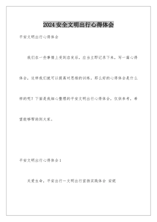 2024安全文明出行心得体会
