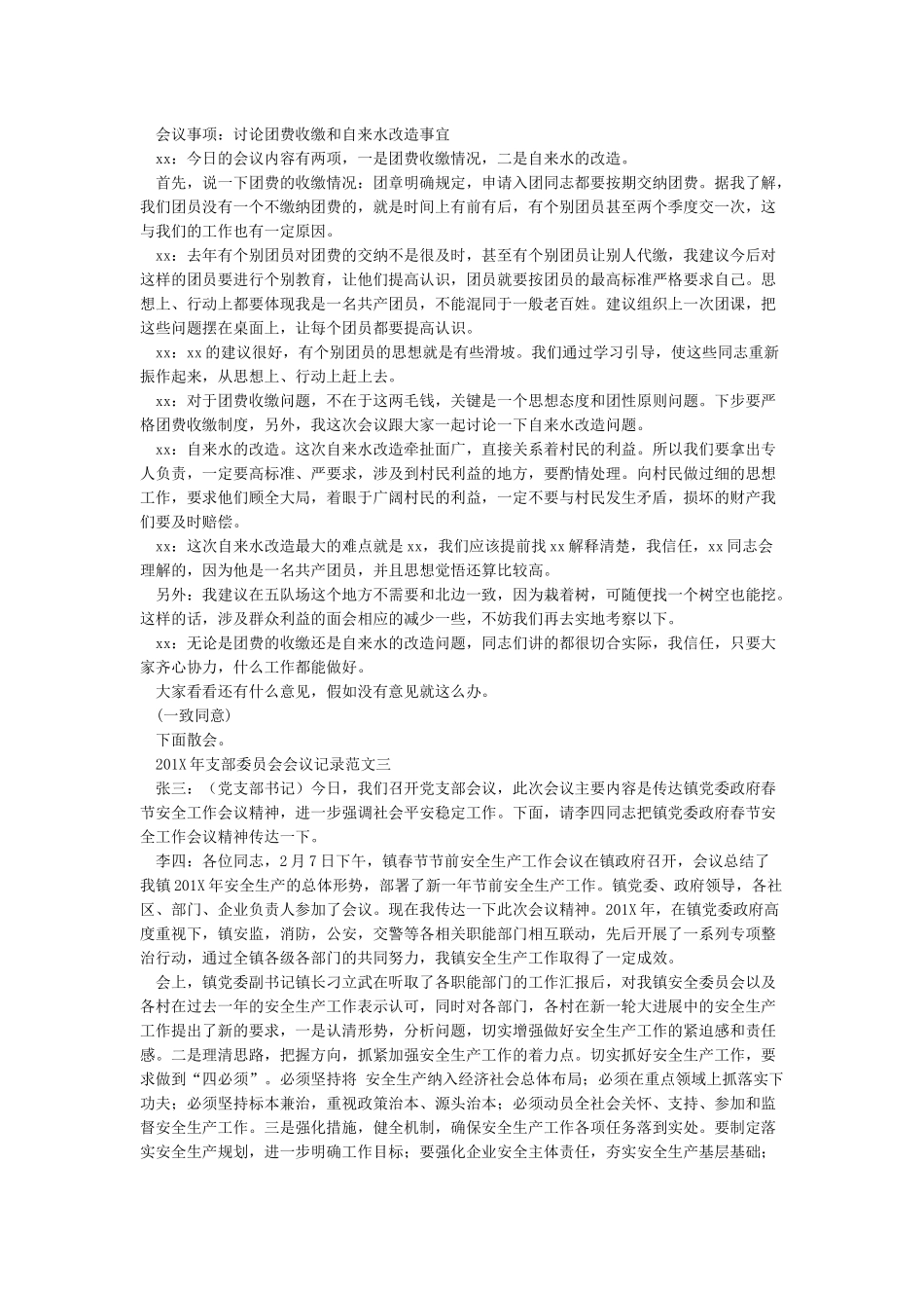 2024年201X年支部委员会会议记录-范文模板_第2页