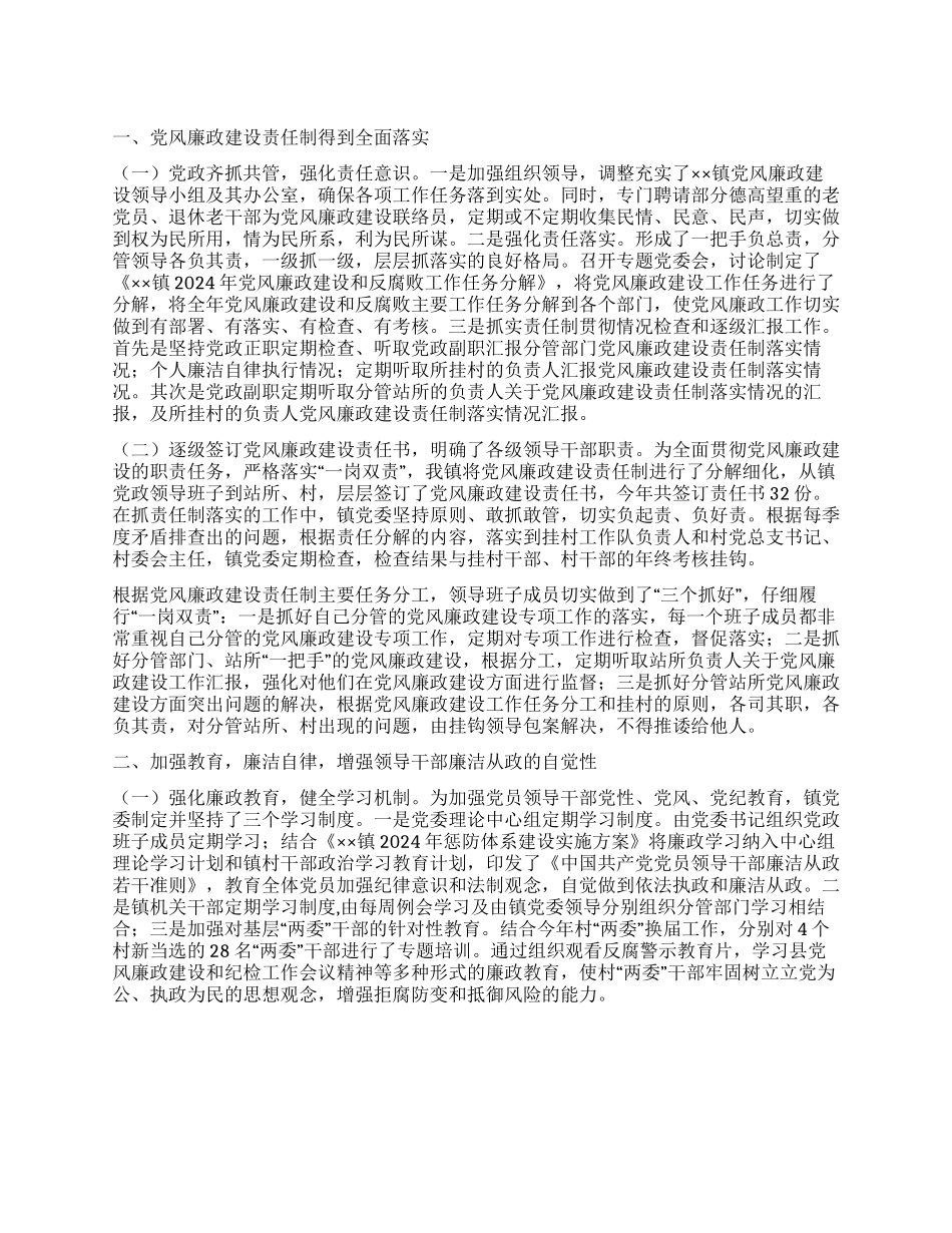 2024年上半年党风廉政建设责任制工作总结_第1页