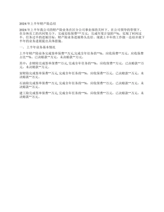 2024年上半年财产险总结