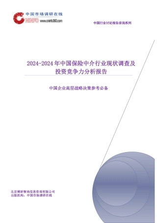 2024年中国保险中介行业现状调查及投资竞争力分析报