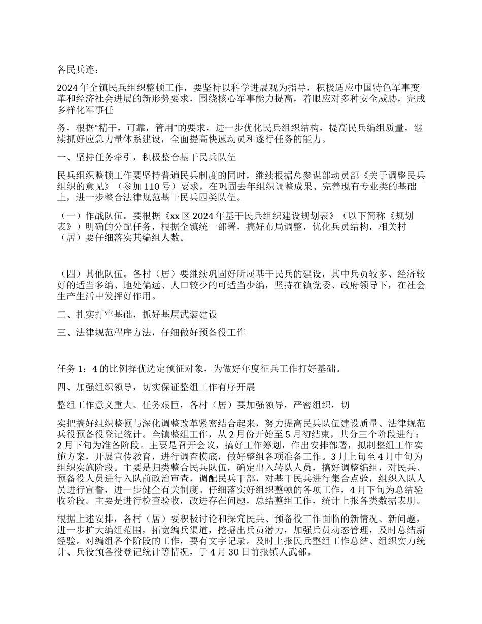 2024年乡镇民兵组织整顿工作意见_第1页