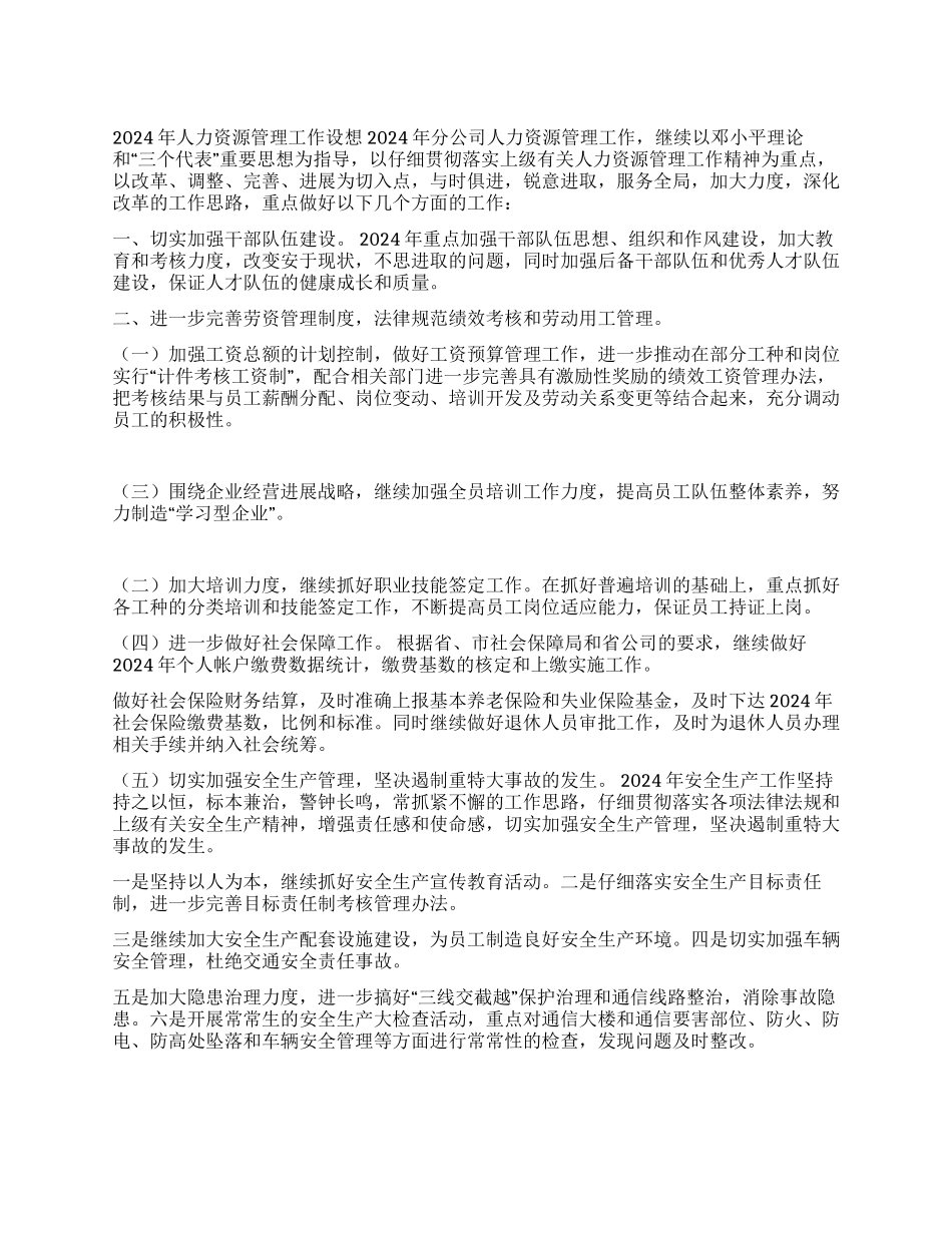 2024年人力资源管理工作设想_第1页