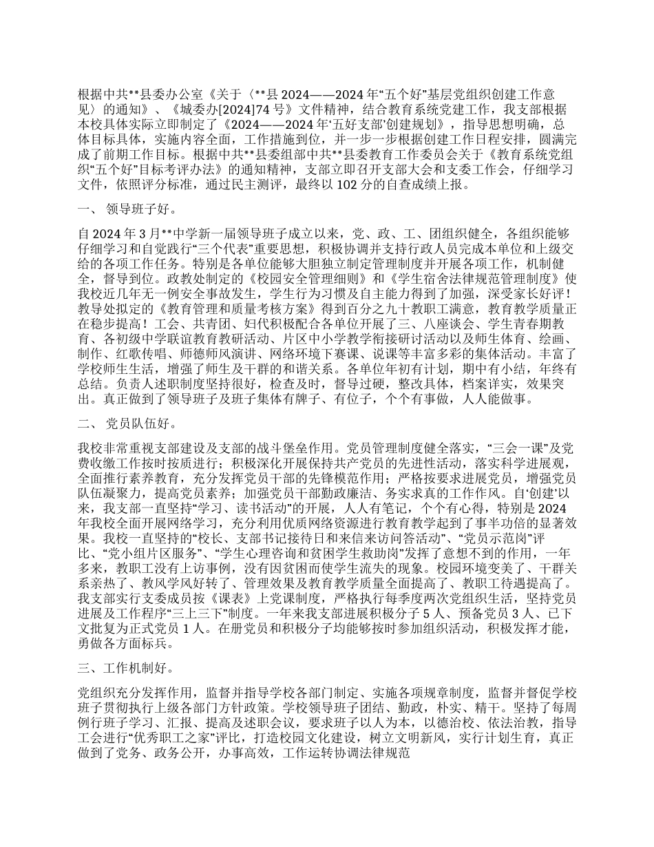 2024年五好党支部工作总结_第1页