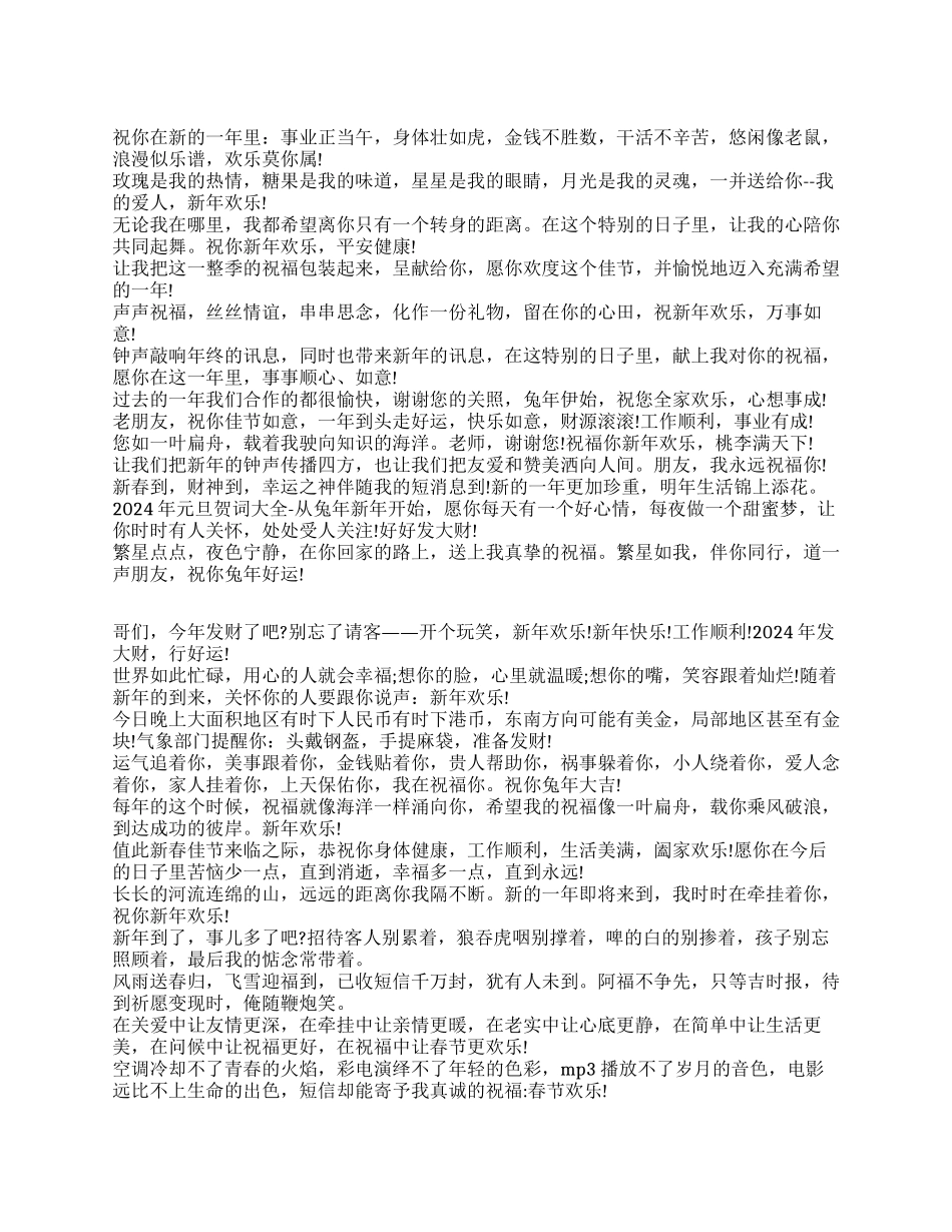 2024年元旦朋友问候语_第1页