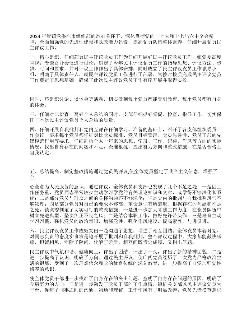 2024年党员民主评议工作总结_第1页