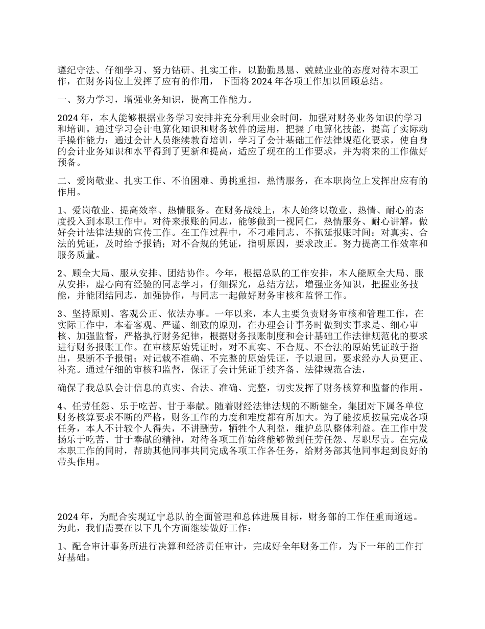 2024年公司财务工作者个人工作总结范文_第1页