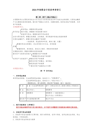 2024年初级会计实务串讲讲义全