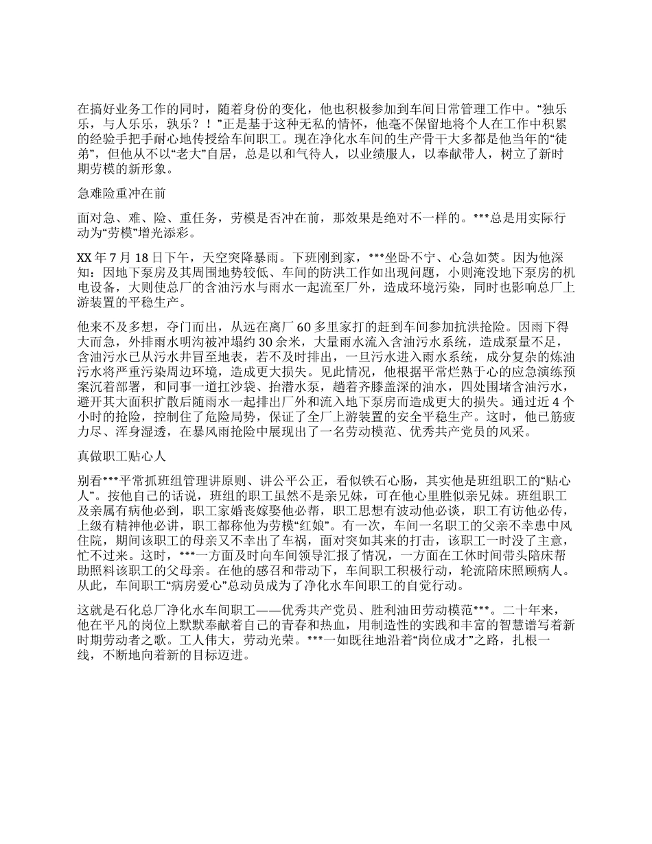 2024年劳动模范先进事迹材料_第2页