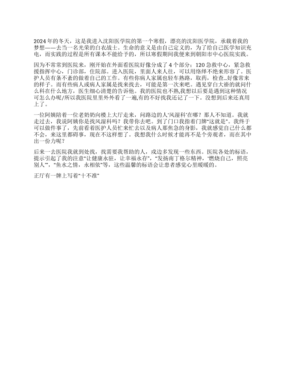 2024年寒假医院实践报告_第1页
