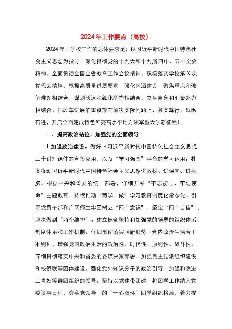 2024年工作要点（高校）_第1页