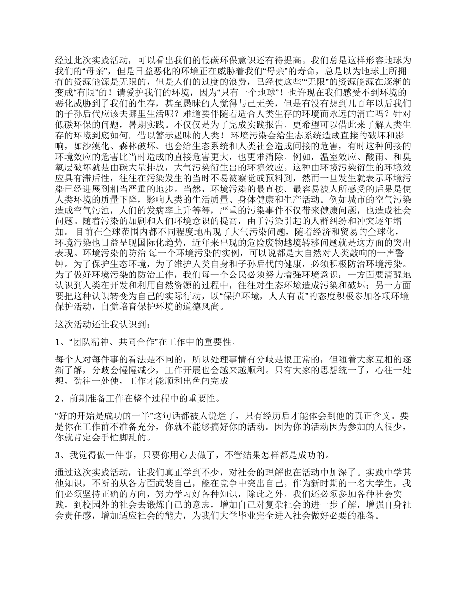 2024年年暑期实践报告低碳_第3页