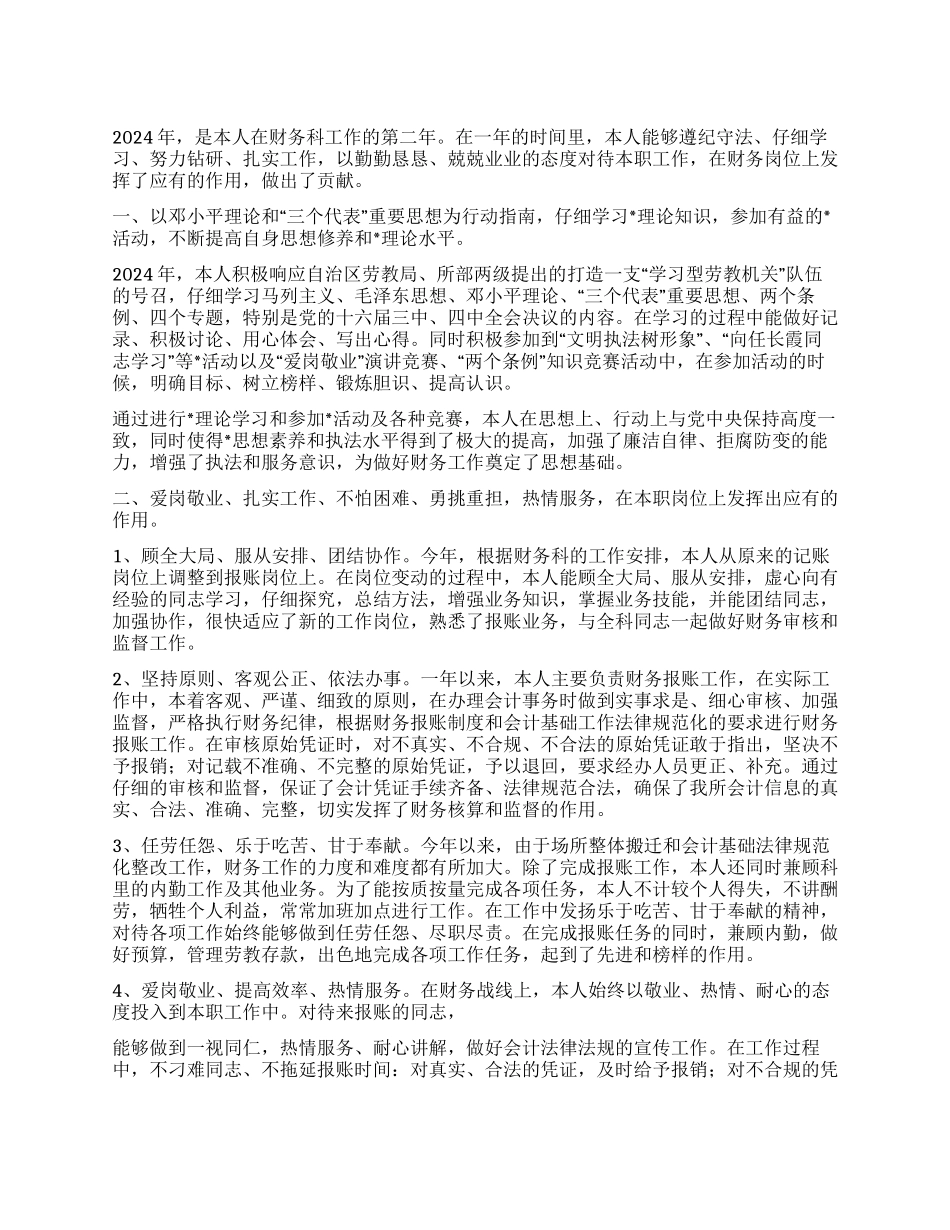 2024年度个人工作总结(财务)_第1页