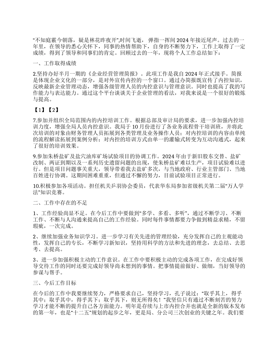 2024年度企业行政个人工作总结_第1页