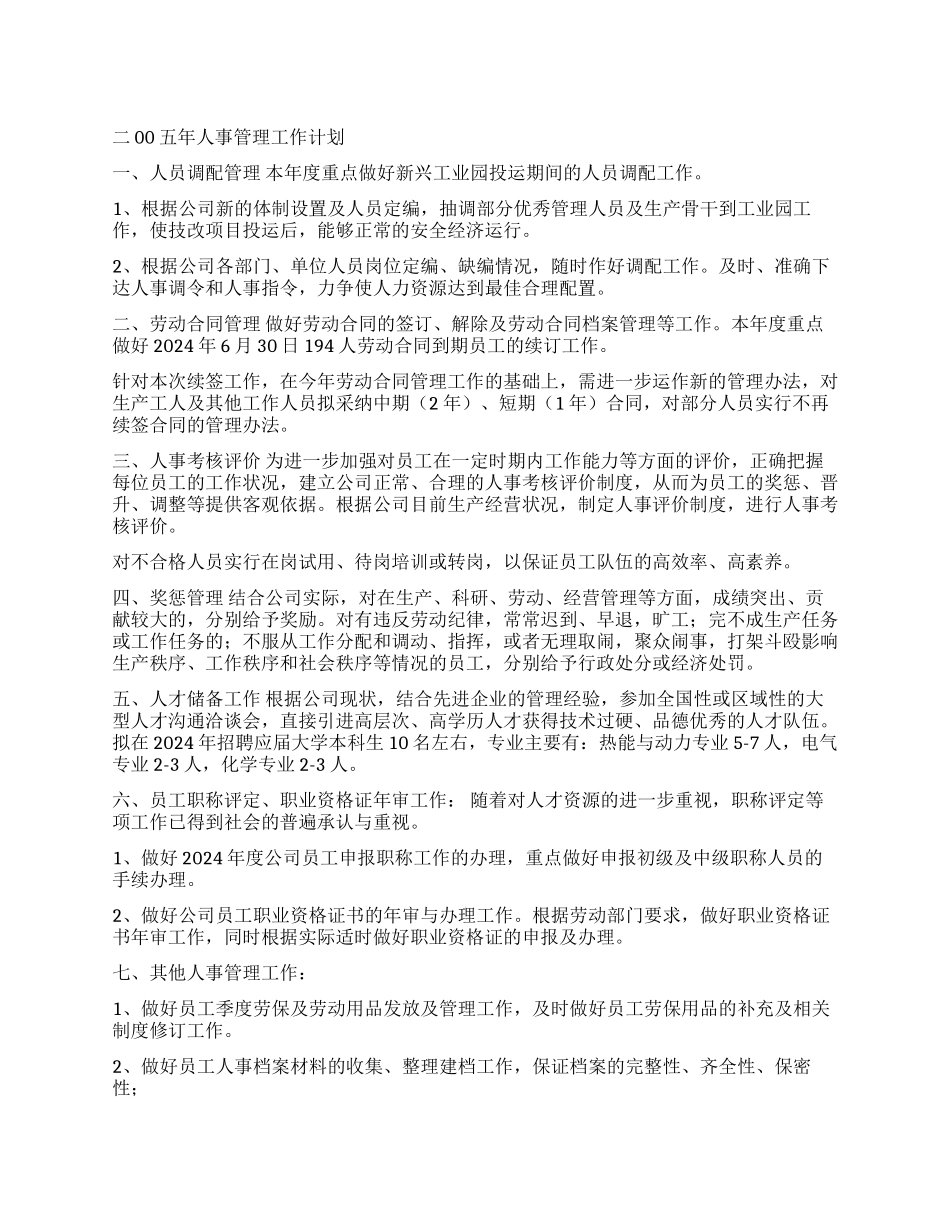 2024年度人事工作计划_第1页