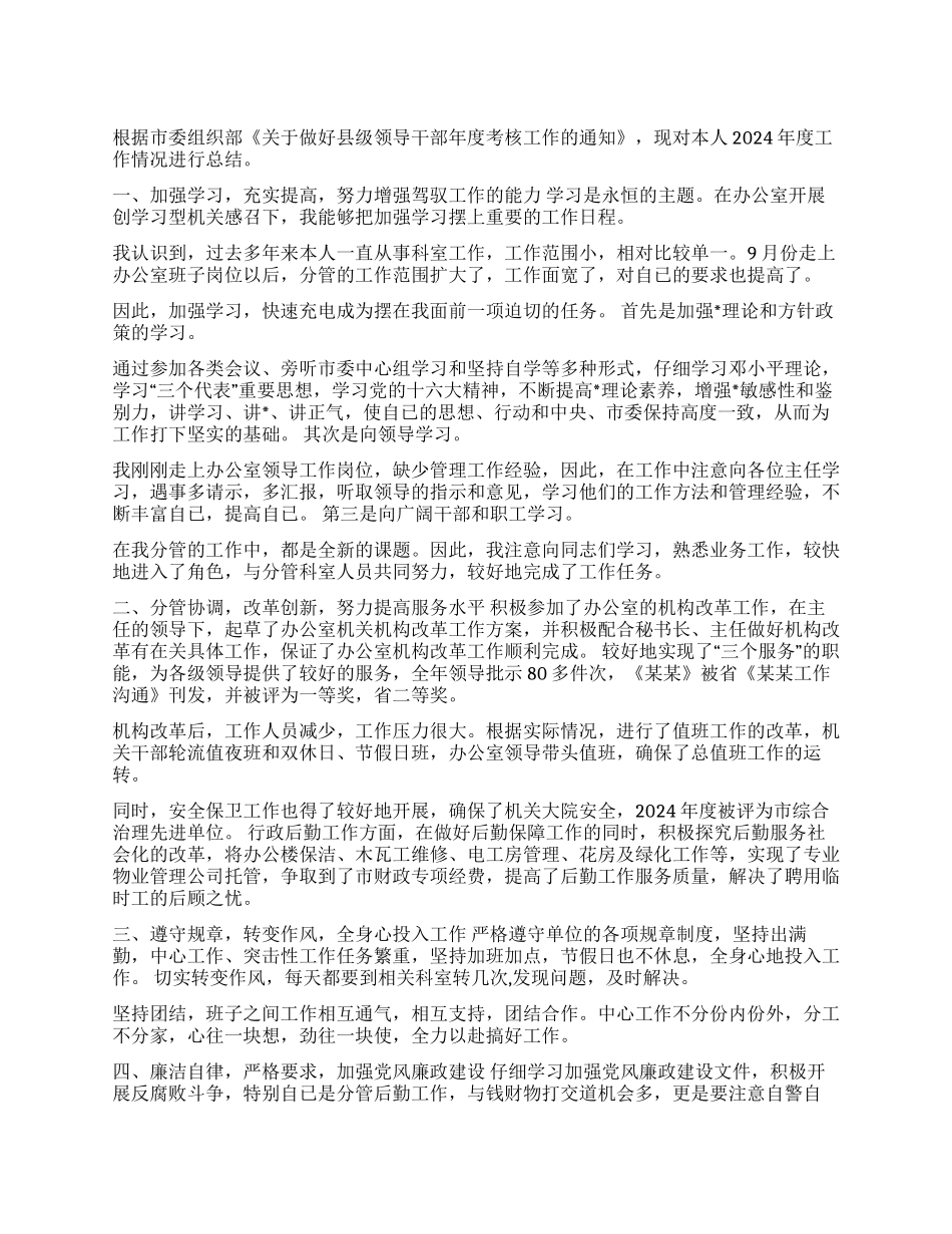 2024年度办公室副主任工作总结_第1页