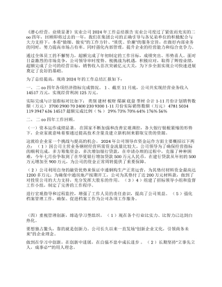 2024年度工作总结(民营企业)